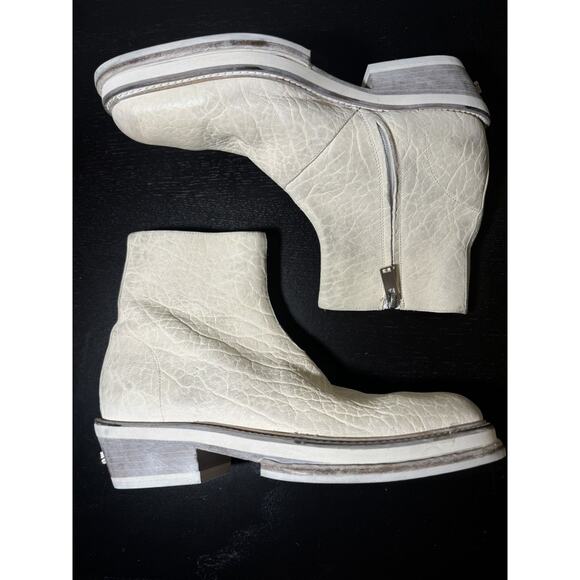 424 White Zip Shine Calf Cuban Boots - Picture 1 of 13